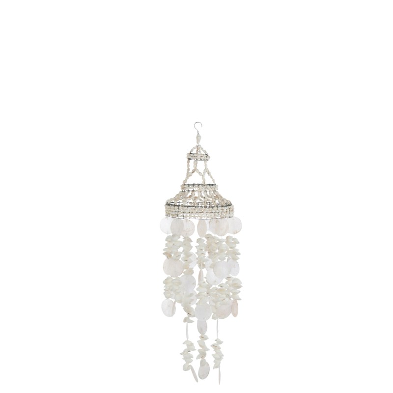 Suspension carrousel en coquillage blanc 16x16x57 cm Suspension carrousel en coquillage blanc 16x16x57 cm
