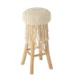 Taburete con flecos de rafia blanca, 45 x 45 x 85 cm