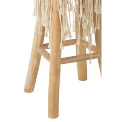 Tabouret franges en raphia blanc 45x45x85 cm