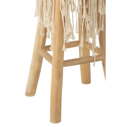 TABOURET FRANGE BOIS/MACR BLA