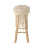 Taburete con flecos de rafia blanca, 45 x 45 x 85 cm
