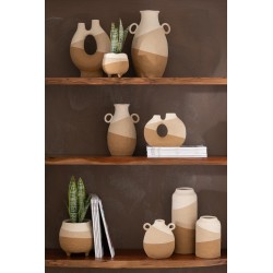 Vase oreille en céramique beige/marron clair 21x19x34.5 cm