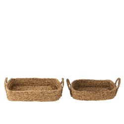 S/2 PLATEAU PANIER JAC EAU NAT