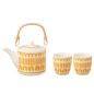 Set théière et 2 mugs en céramique orange 600ml