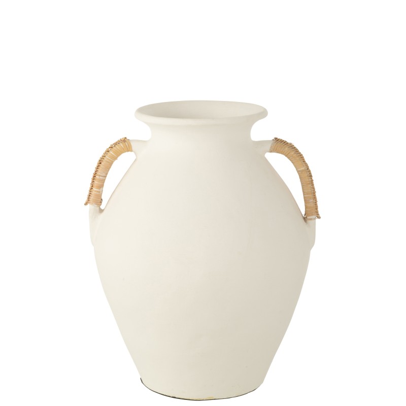Jarrón de terracota blanco 34x34x43 cm