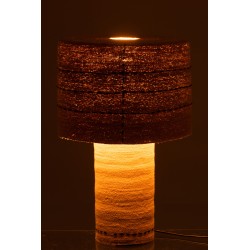 Lampe pointilles en roseau naturel/noir 38x38x60 cm