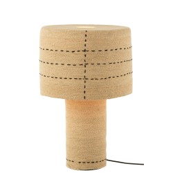 Lampe pointilles en roseau naturel/noir 38x38x60 cm