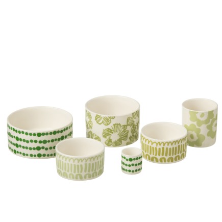 Juego de 6 platos aperitivo con bandeja de cerámica verde 30x30x9 cm