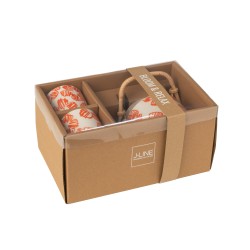 Juego de tetera y 2 tazas de cerámica flor naranja 600ml