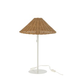 Lampe en métal et rotin blanc et naturel 32x32x50 cm