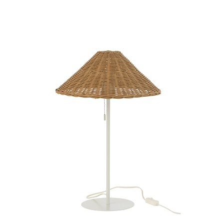 Lampe en métal et rotin blanc et naturel 32x32x50 cm