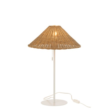 Lampe en métal et rotin blanc et naturel 32x32x50 cm