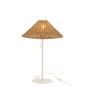 Candeeiro em metal e rattan branco e natural 32x32x50 cm Candeeiro em metal e rattan branco e natural 32x32x50 cm