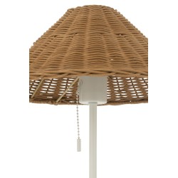 Lampe en métal et rotin blanc et naturel 32x32x50 cm