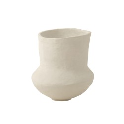 Pot archaïque en papier mâché blanc 40x40x45 cm