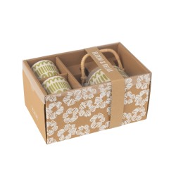 Juego de tetera y 2 tazas de cerámica verde 600ml