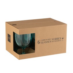 Boite de 6 verres à vin en plastique bleu H.15 cm