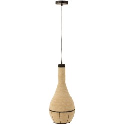 Lampe suspendue poire en roseau naturel/noir 24x24x56 cm