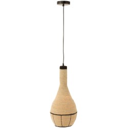Lampe suspendue poire en roseau naturel/noir 24x24x56 cm