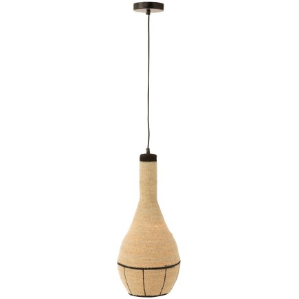 Lampe suspendue poire en roseau beige 24x24x56 cm