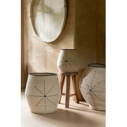Conjunto de cestas estrella líneas punteadas en junco de mar natural/negro 68x68x57 cm