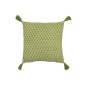Cojín flores+borlas en algodón verde 45x45x12 cm Cojín flores+borlas en algodón verde 45x45x12 cm