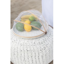 Puf redondo de plástico blanco 50x50x45 cm