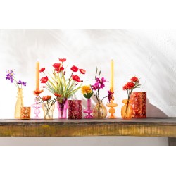 Portavelas de flores de vidrio multicolor 12x12x18 cm surtido de 3