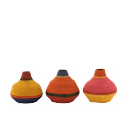 Vase lignes en roseau multicolore 27x27x25 cm