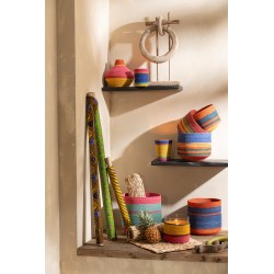 Vase lignes en roseau multicolore 27x27x25 cm