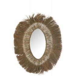 Miroir ovale tressé en herbes naturelles 74*100cm