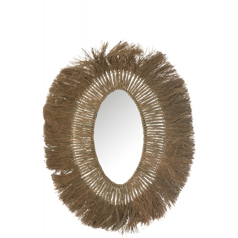 Miroir ovale tressé en herbes naturelles 74*100cm