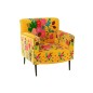 Fauteuil à fleurs en velours jaune 64x75x84cm Fauteuil à fleurs en velours jaune 64x75x84cm
