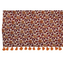 Plaid fiori in cotone arancione 130x180x1 cm