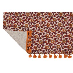 Plaid fiori in cotone arancione 130x180x1 cm
