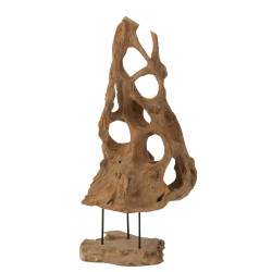 Cône décoration en bois naturel 45x30x100 cm