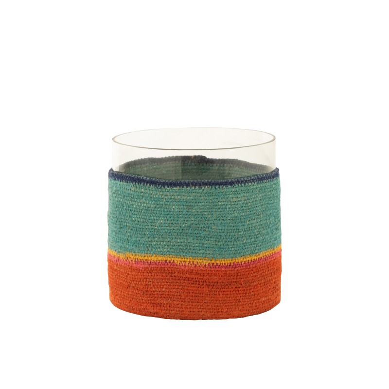 Portavelas redondo de vidrio multicolor 20x20x20 cm Portavelas redondo de vidrio multicolor 20x20x20 cm