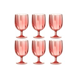 Caja de 6 copas de vino de plástico rojo H.15 cm