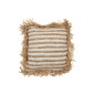 Almofada listrada com franjas em tecido branco 45x45x15 cm