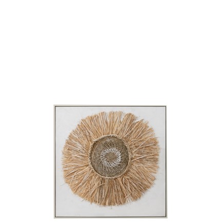 Décoration murale cercle en toile crème/blanc 70x4.5x70 cm