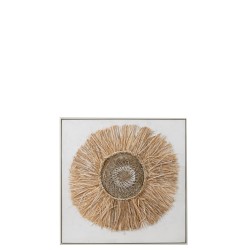 Décoration murale cercle en toile crème/blanc 70x4.5x70 cm