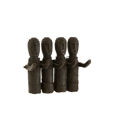 Portemanteau marionnettes en bois noir 25x5x20 cm