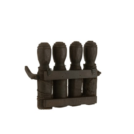 Portemanteau marionnettes en bois noir 25x5x20 cm