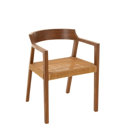 Silla con reposabrazos de madera marrón 55x55x71 cm