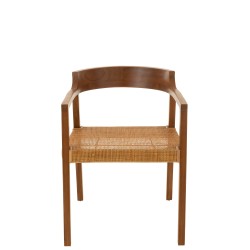 Silla con reposabrazos de madera marrón 55x55x71 cm