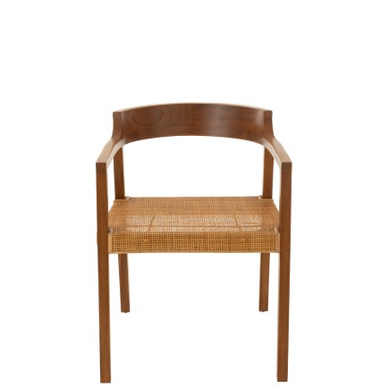 Silla con reposabrazos de madera marrón 55x55x71 cm