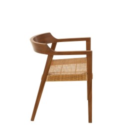 Silla con reposabrazos de madera marrón 55x55x71 cm