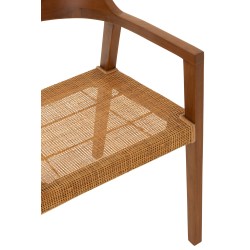Silla con reposabrazos de madera marrón 55x55x71 cm
