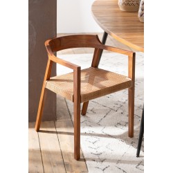 Silla con reposabrazos de madera marrón 55x55x71 cm