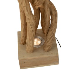 Lámpara de escritorio de madera natural 24x24x56 cm